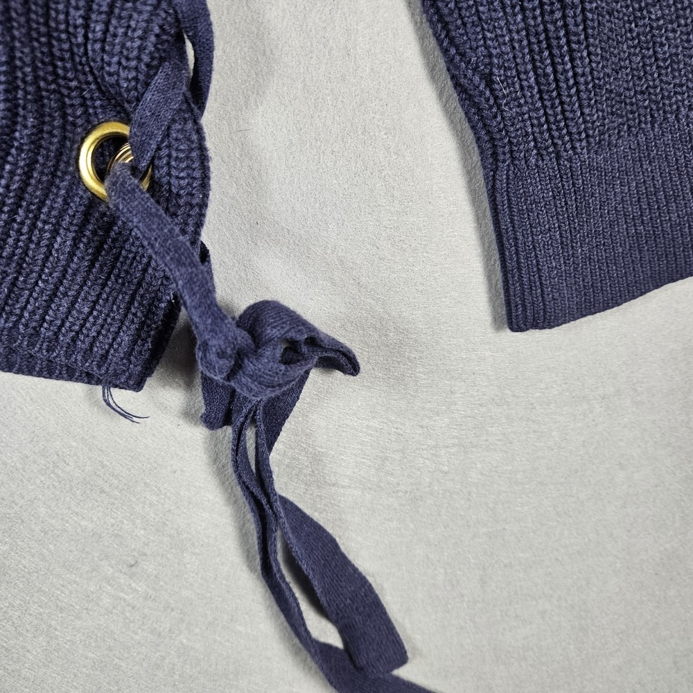 Michael Kors Sweater Womens XL Navy Ribbed Side Lace‎ Up Grommet - Picture 11 of 12